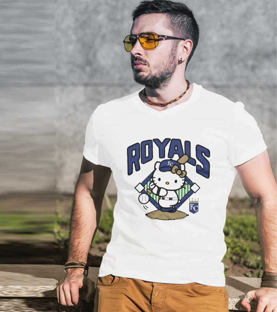 Hello Kitty Royals Baseball KC Batting Scene T-Shirt