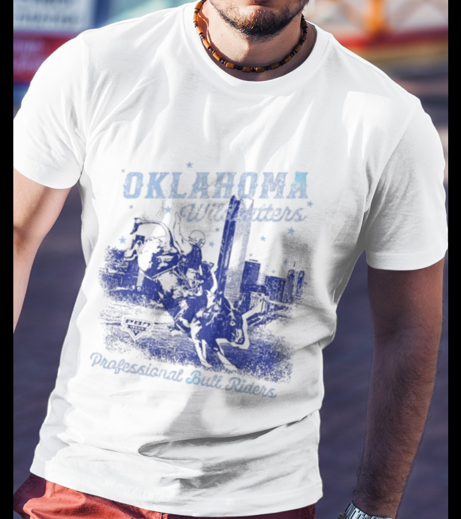Oklahoma Wildcatters Professional Bull Riders Cowboy City Skyline T-Shirt