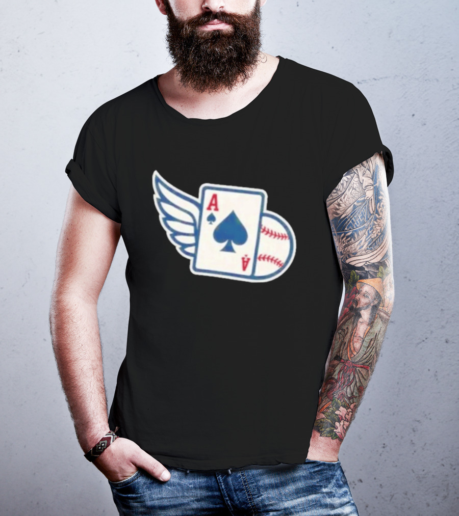 Ace Of Spades Baseball Winged Playing Card T-Shirt