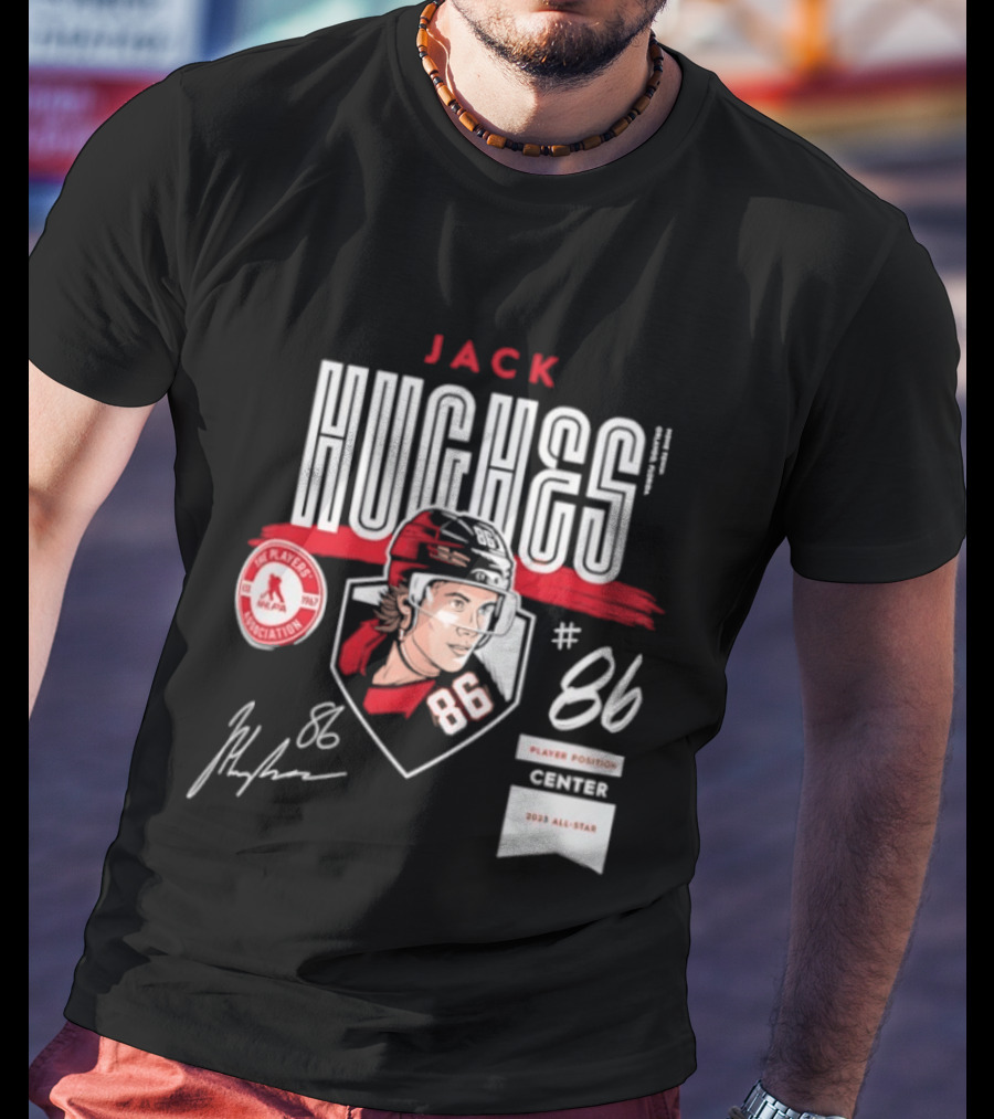 Jack Hughes 86 New Jersey Devils NHL Players Association Center 2026 All Star T-Shirt