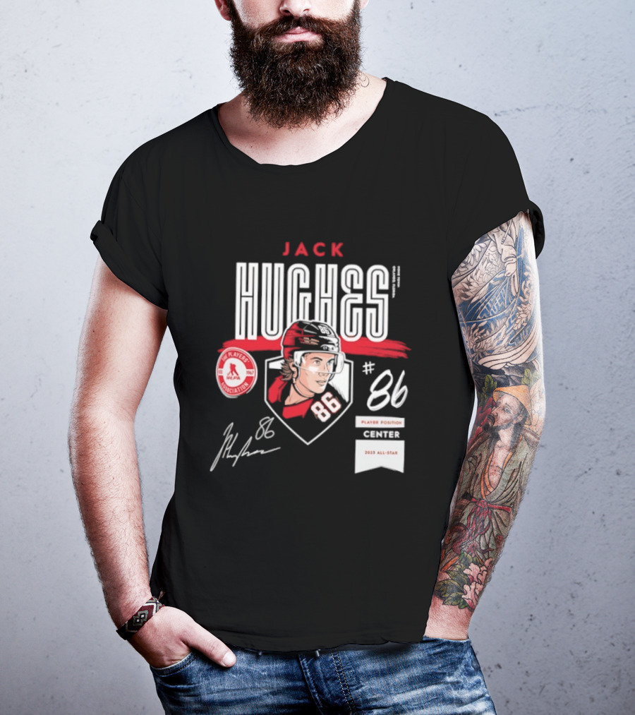 Jack Hughes 86 New Jersey Devils NHL Players Association Center 2026 All Star T-Shirt