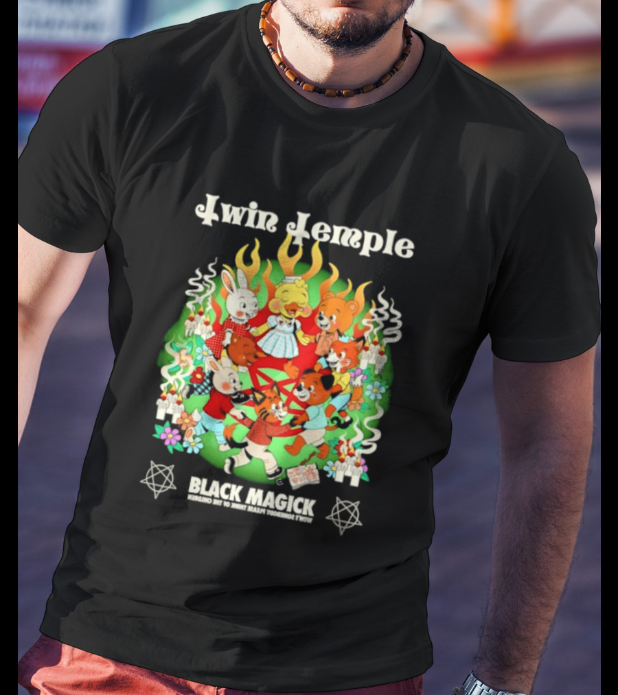 Twin Temple Black Magick Won't Somebody Please Think Of The Children Iconic Pentagram And Occult T-Shirt