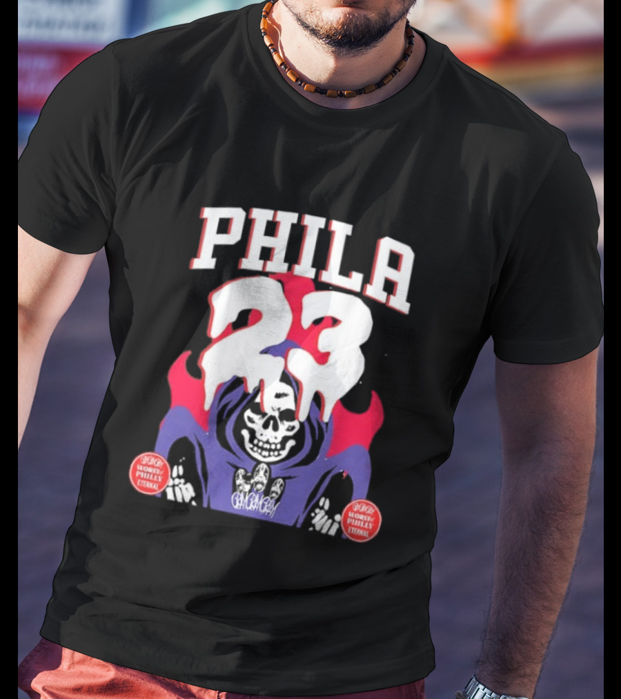 PHILA 23 Skeleton Grim Reaper Spooky Philly Worst Eternal T-Shirt