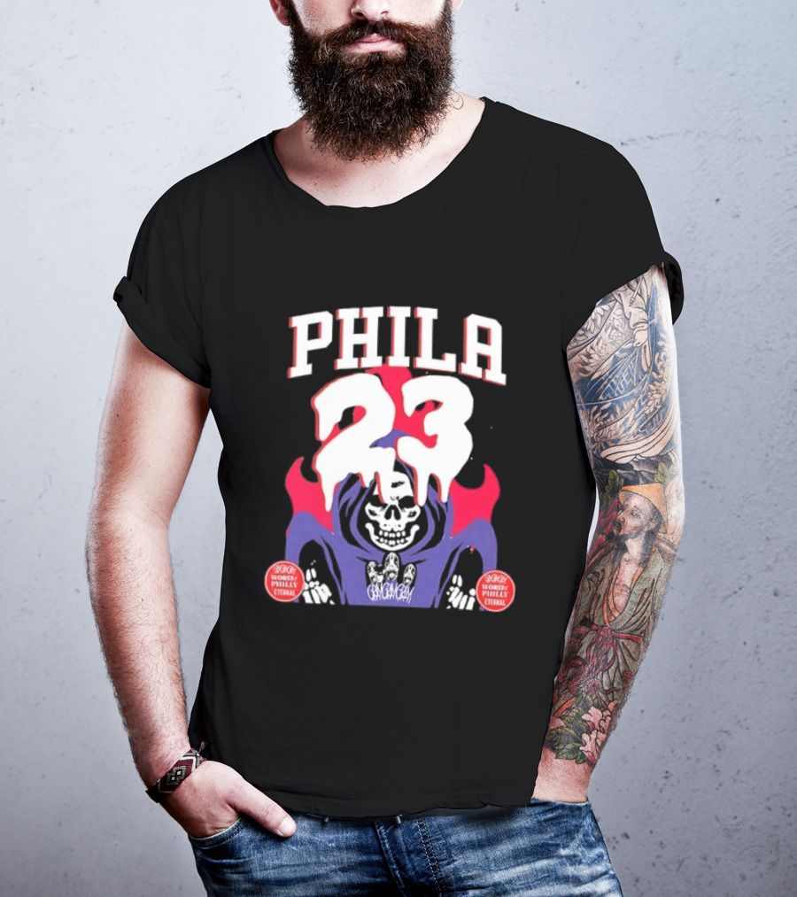 PHILA 23 Skeleton Grim Reaper Spooky Philly Worst Eternal T-Shirt