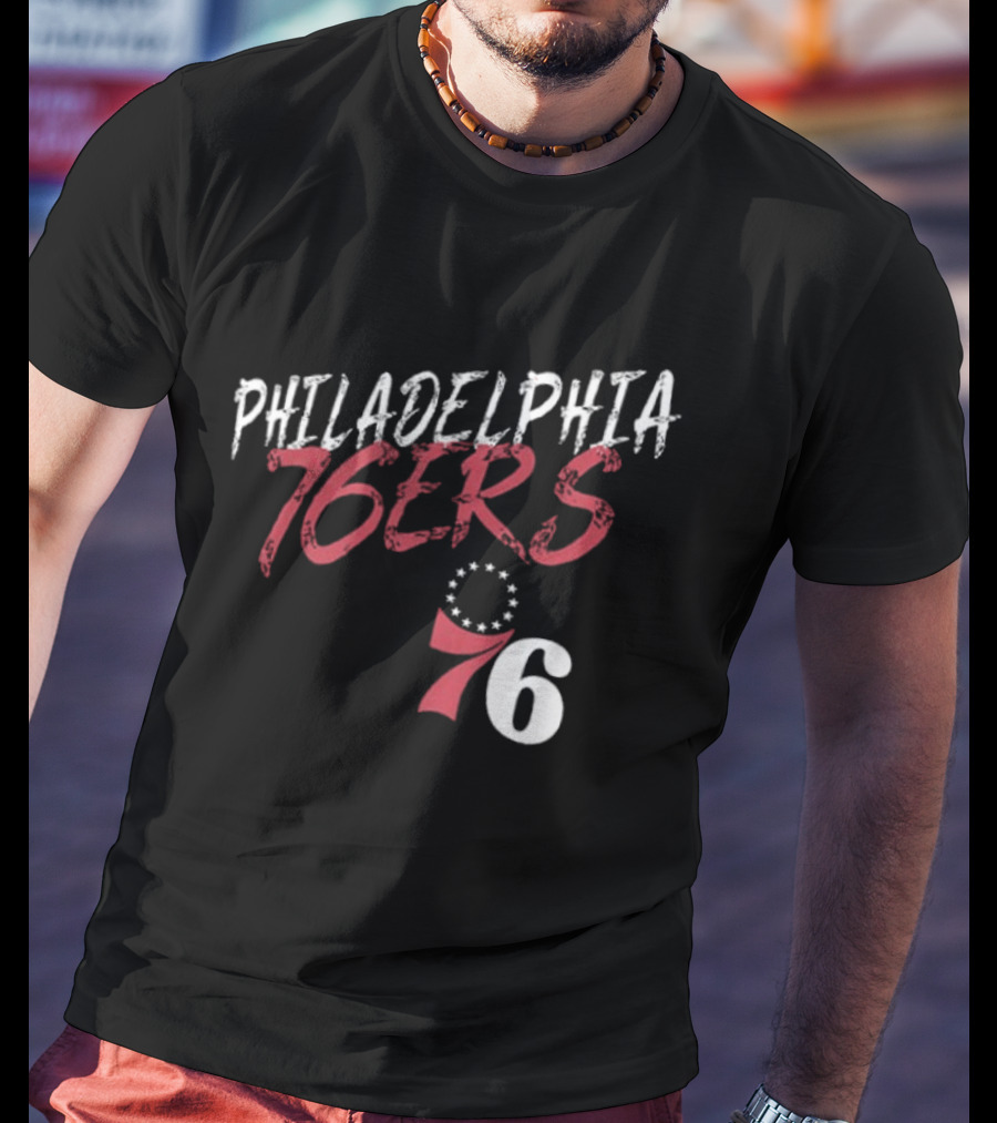 LeBron James Philadelphia 76ers Royal Hustle Name & Number 2 Sided Philadelphia 76ers 76 T-Shirt