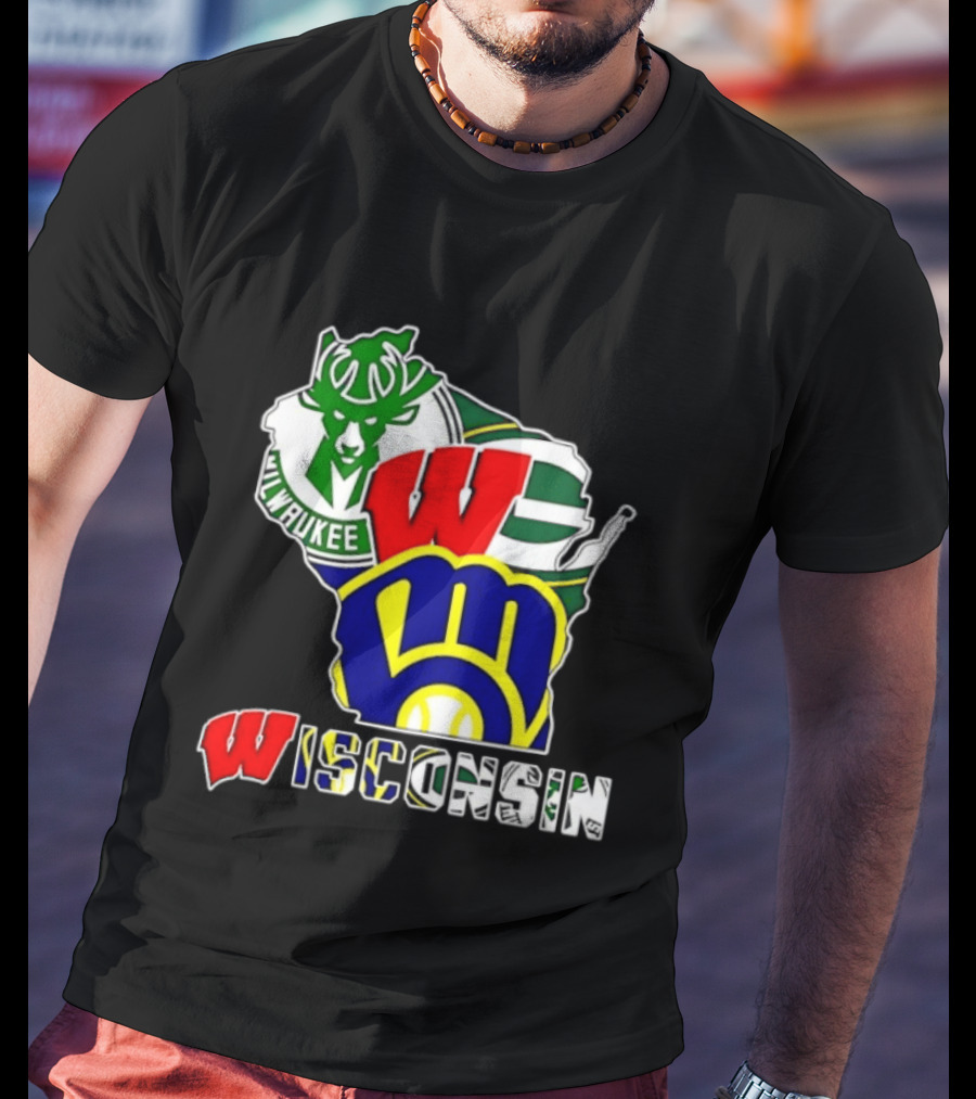 Milwaukee Bucks Green Bay Packers Milwaukee Brewers Collage Wisconsin T-Shirt