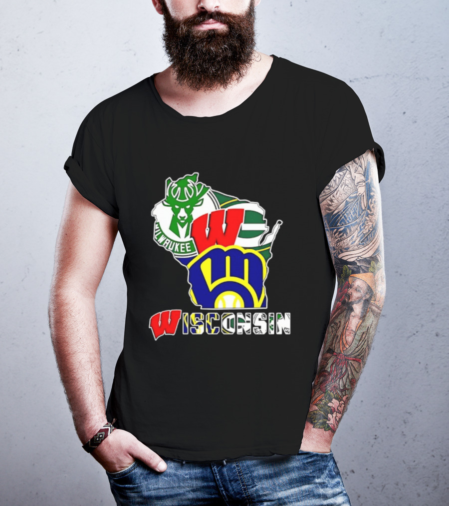 Milwaukee Bucks Green Bay Packers Milwaukee Brewers Collage Wisconsin T-Shirt
