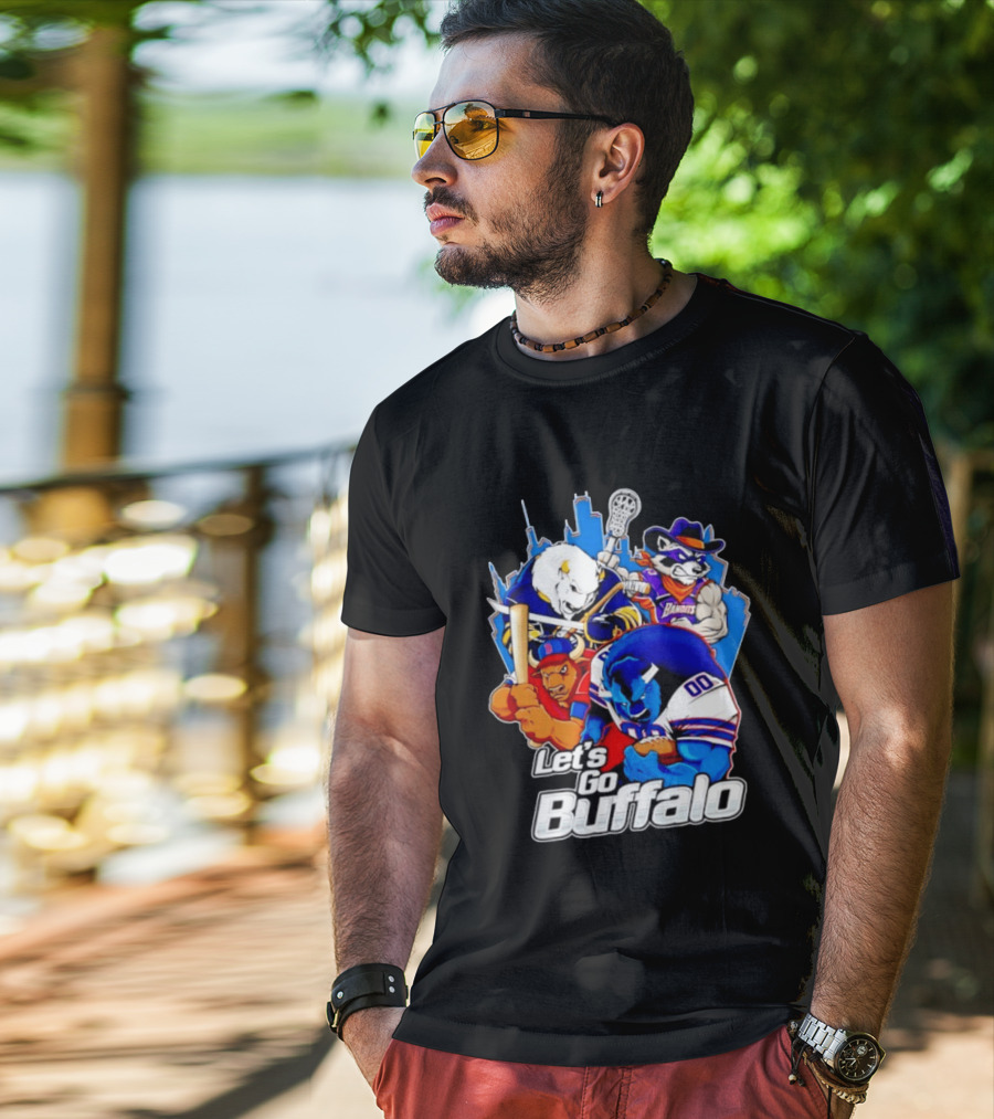 Let's Go Buffalo Bandits Sabres Bills Characters Sports Mascots T-Shirt