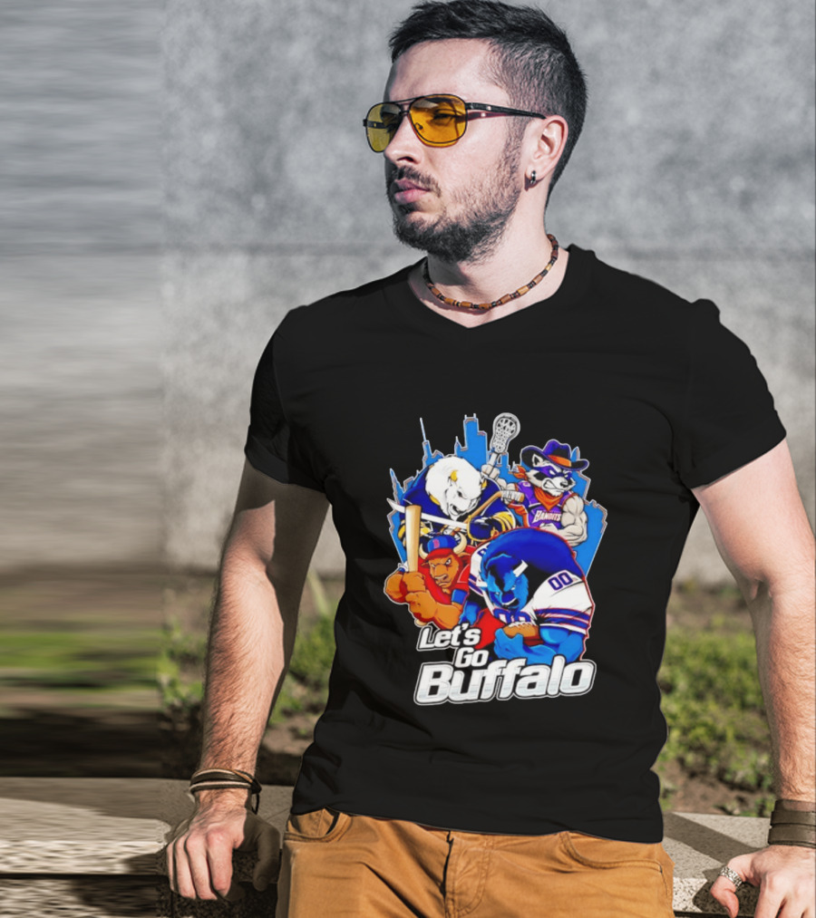 Let's Go Buffalo Bandits Sabres Bills Characters Sports Mascots T-Shirt