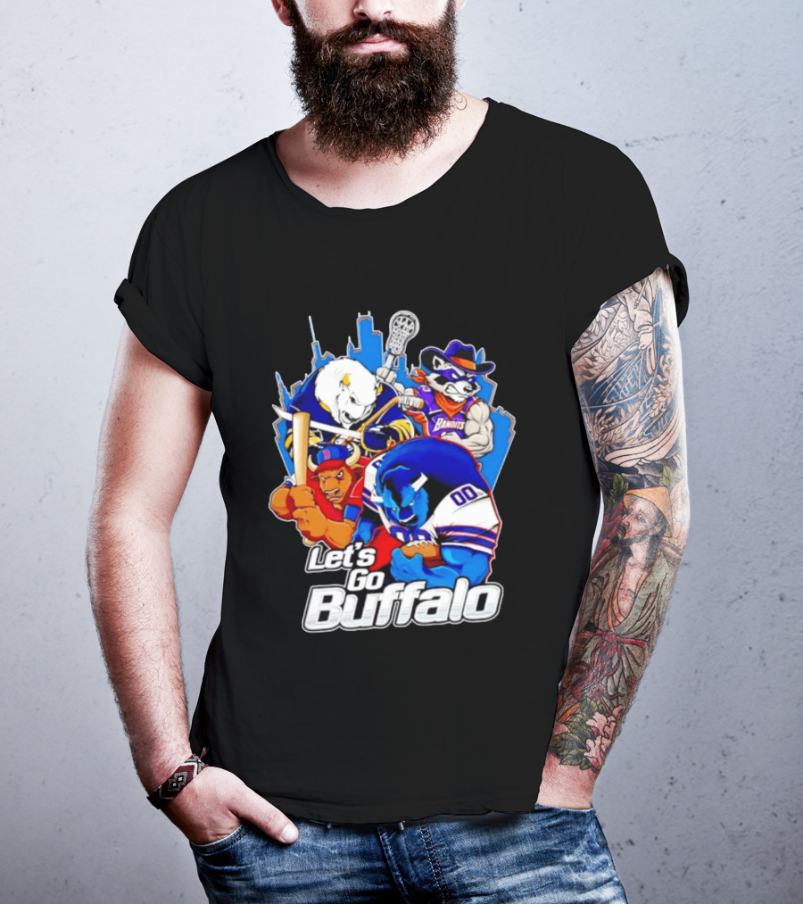 Let's Go Buffalo Bandits Sabres Bills Characters Sports Mascots T-Shirt