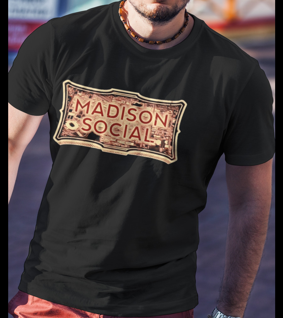 Madison Social Aerial Map Stadium Scene T-Shirt