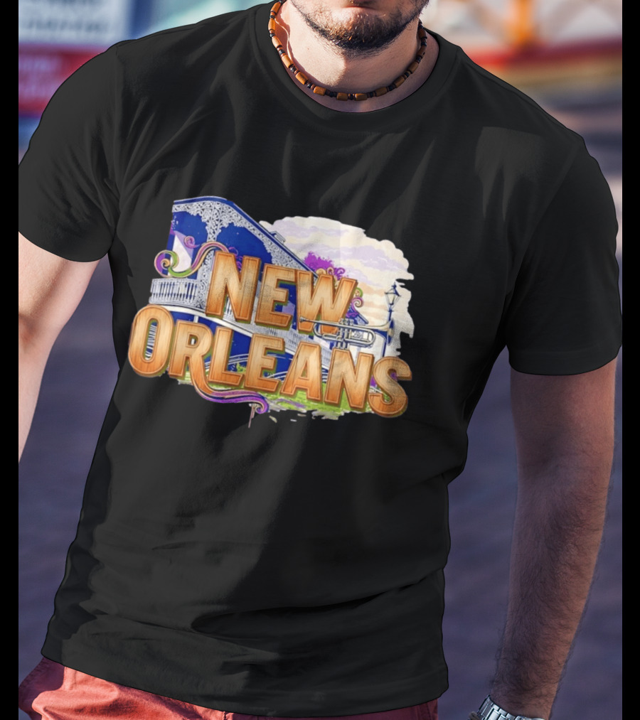 New Orleans Jazz Musical Vibes Trombone Balcony T-Shirt