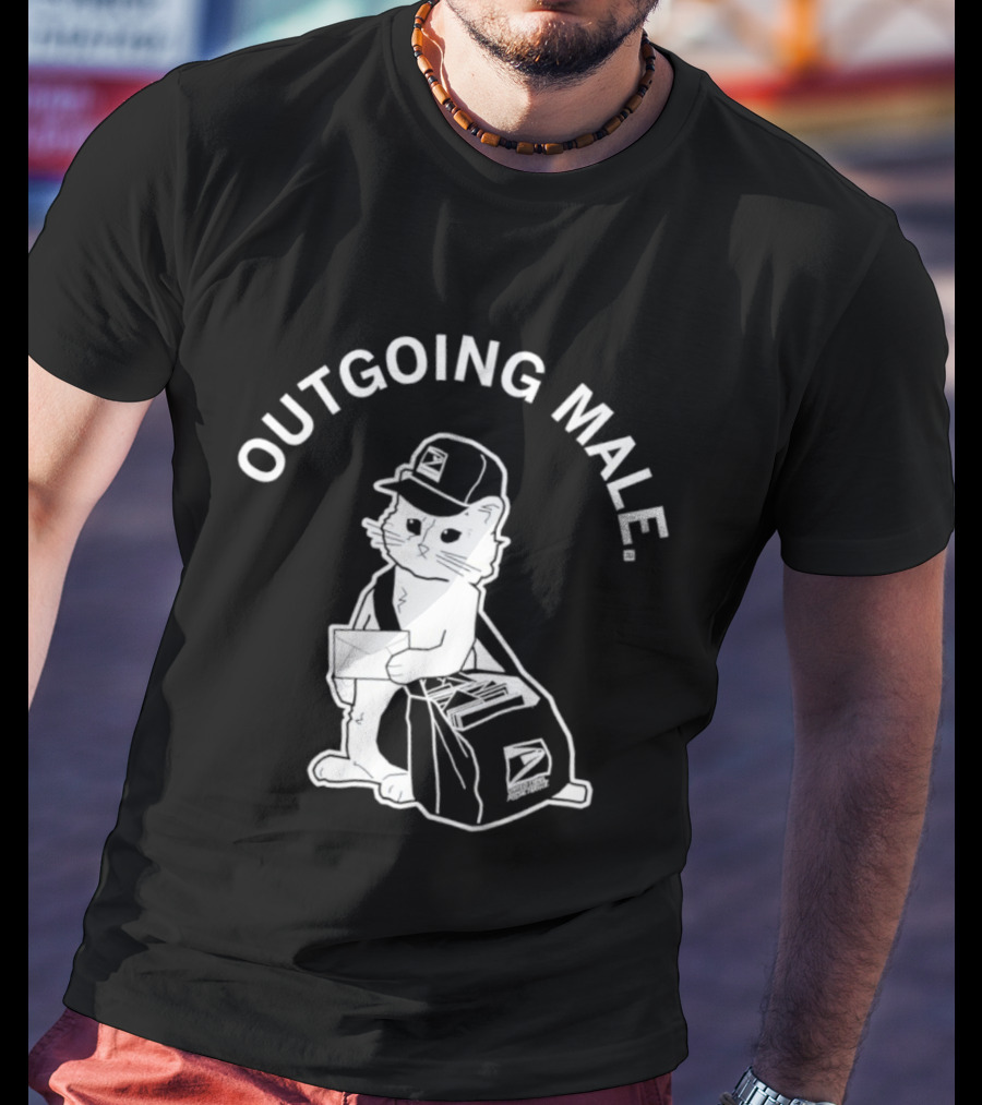Outgoing Male Cat USPS Mailbag And Cap T-Shirt