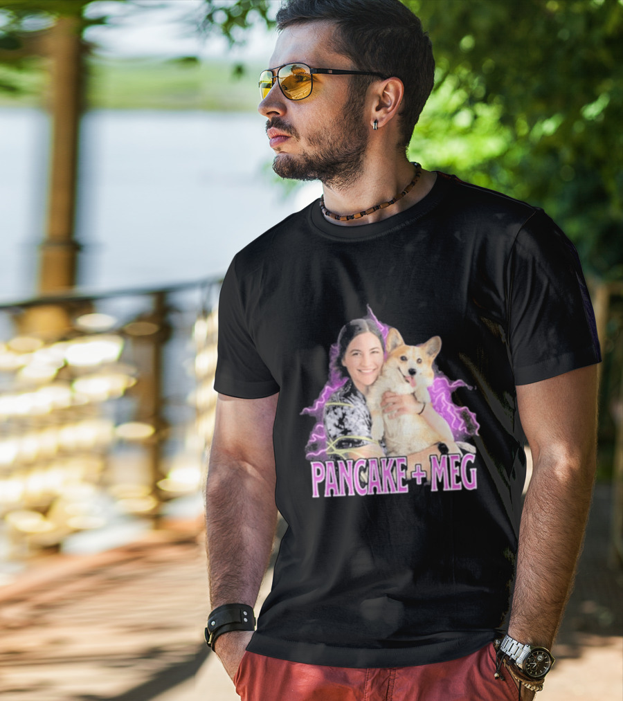 Pancake + Meg Electric Purple Corgi Hug T-Shirt