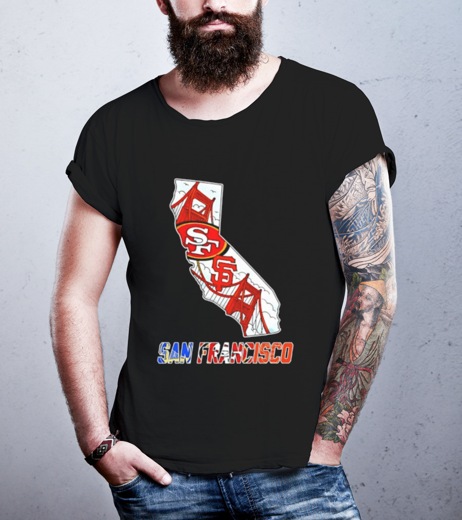 San Francisco 49ers Giants California Map T-Shirt
