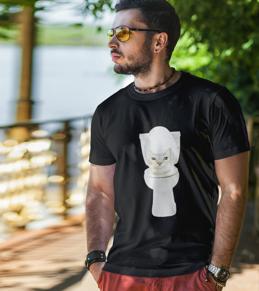 Skibidi Cat Toilet Humor Meme Fusion T-Shirt