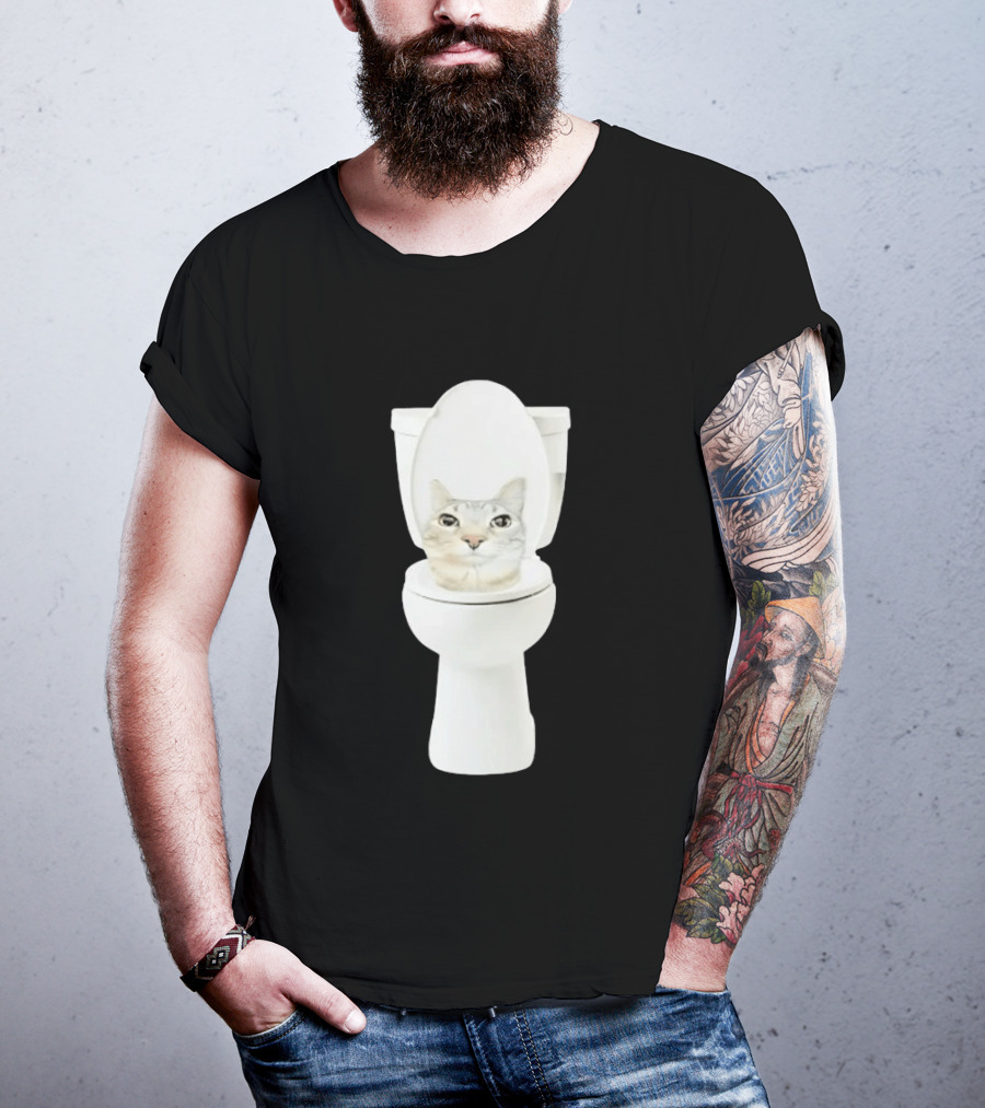 Skibidi Cat Toilet Humor Meme Fusion T-Shirt