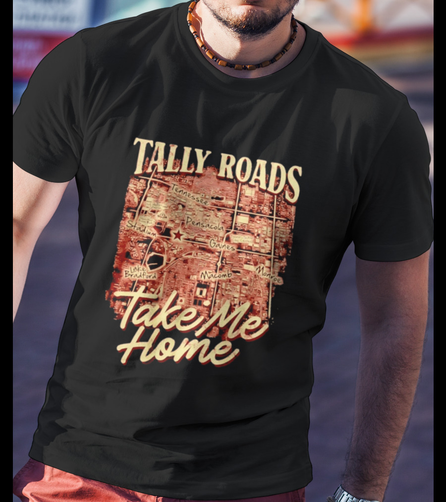 Tally Roads Map Take Me Home Tennessee Pensacola Stadium Monroe T-Shirt