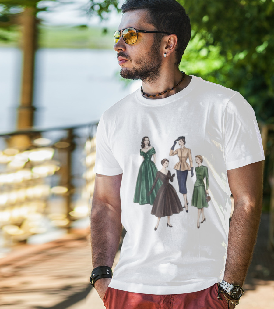 1950s Vintage Fashion Elegant Ladies Dresses T-Shirt