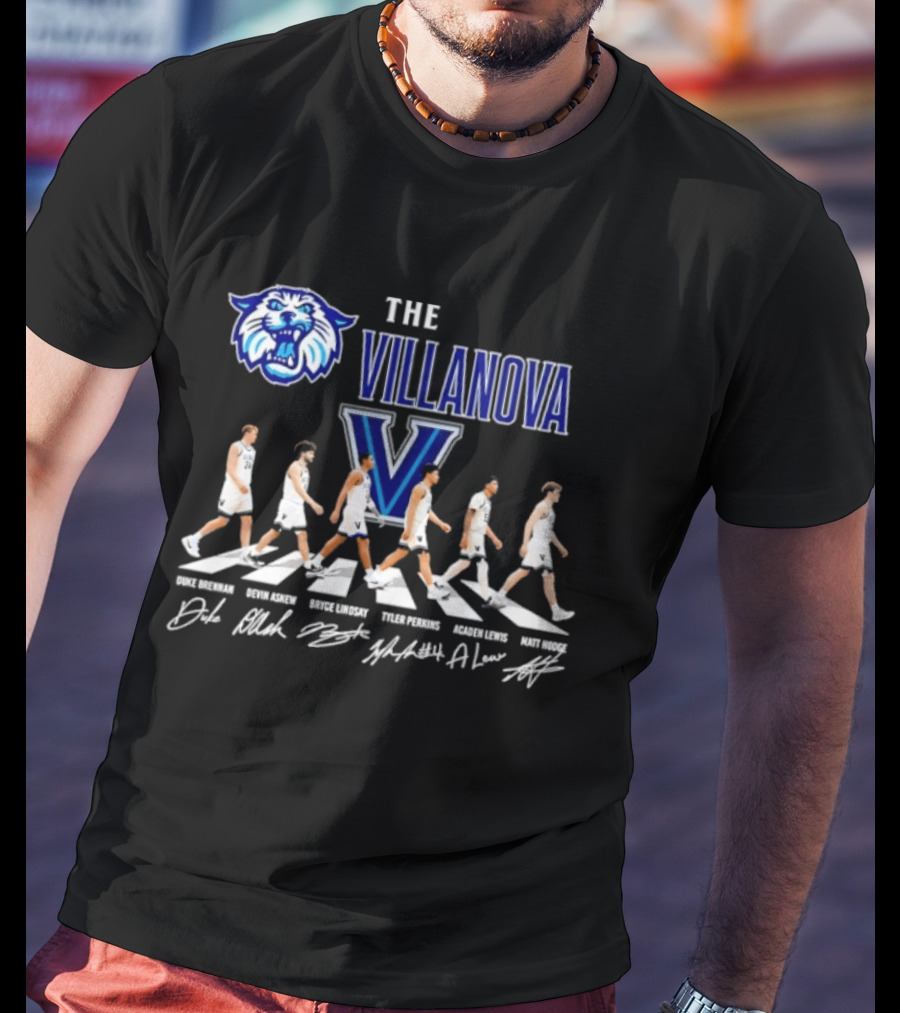 The Villanova Wildcats Abbey Road Duke Brennan Devin Askew Bryce Lindsay Tyler Perkins Acaden Lewis Matt Hodge Signatures T-Shirt