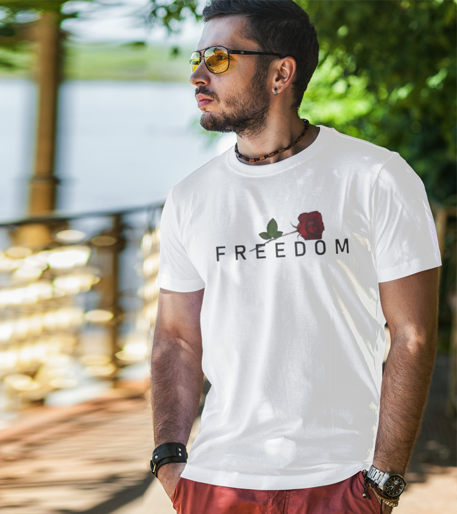 Freedom Red Rose Flower Charlie Kirk T-Shirt