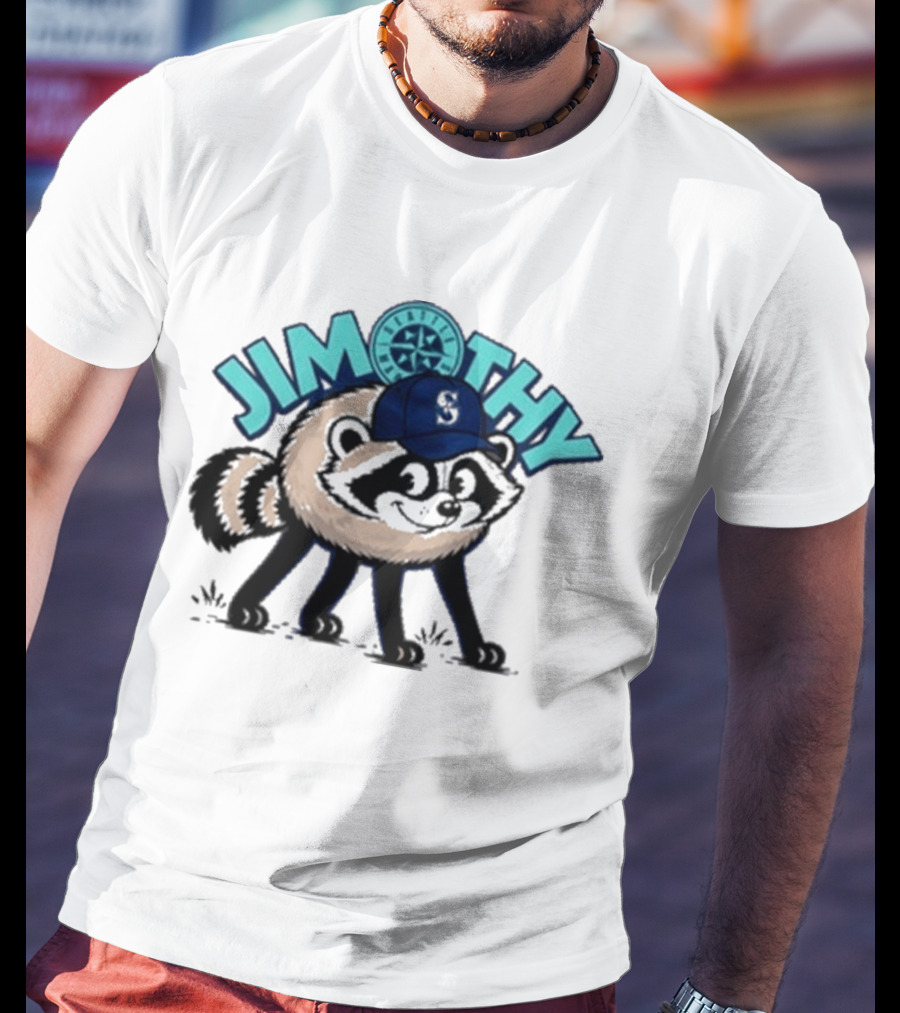 Jimothy Raccoon Seattle Night Cap With Star Compass T-Shirt