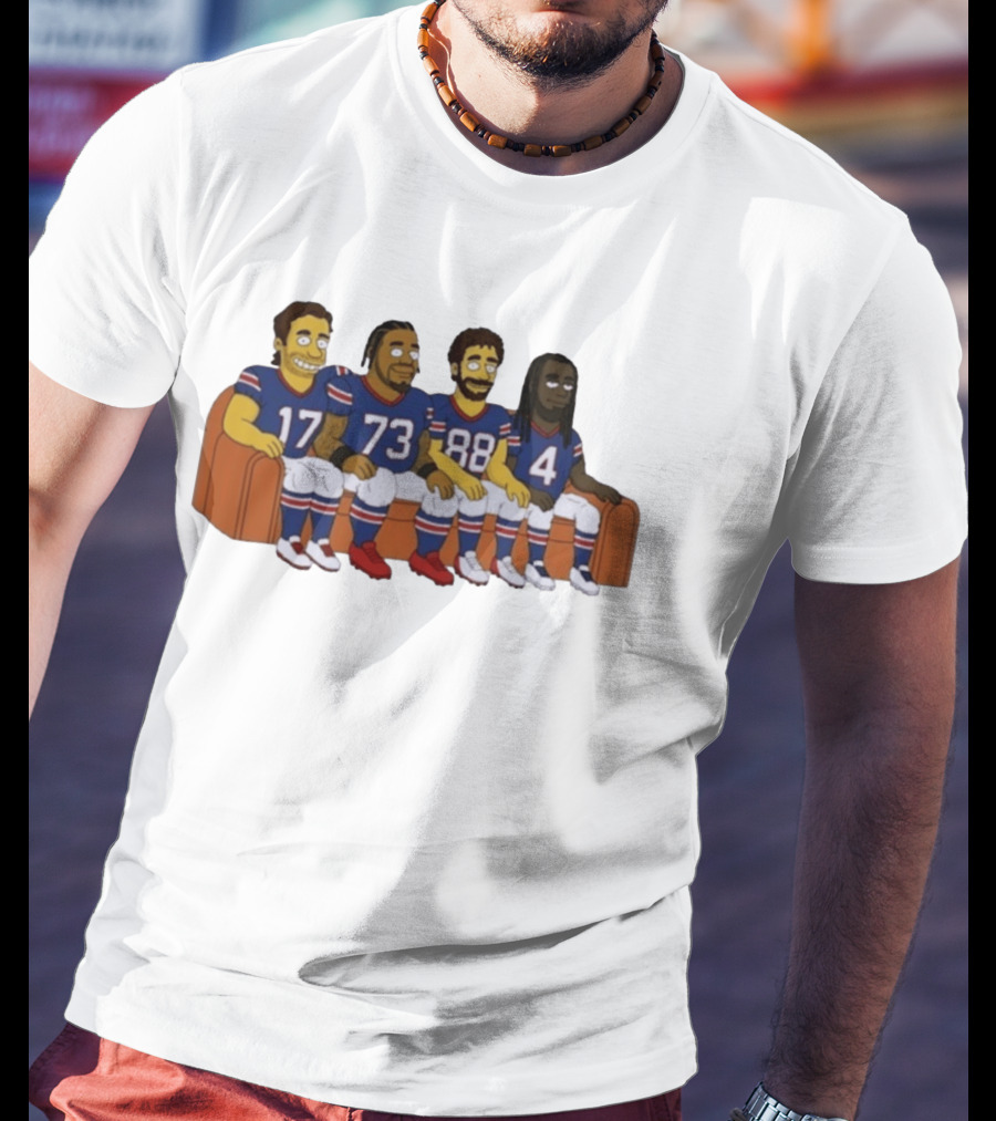 Williams Buffalo Bills Simpsons Styled Characters NFL Jersey Numbers 17 73 88 4 T-Shirt