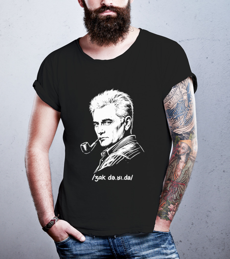 Jacques Derrida Zak De.ʁi.da Philosophy Pipe Sketch T-Shirt