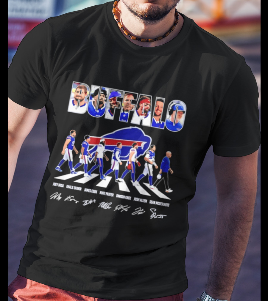 Buffalo Bills Players Abbey Road Sean McDermott Signatures NFL Team T-Shirt