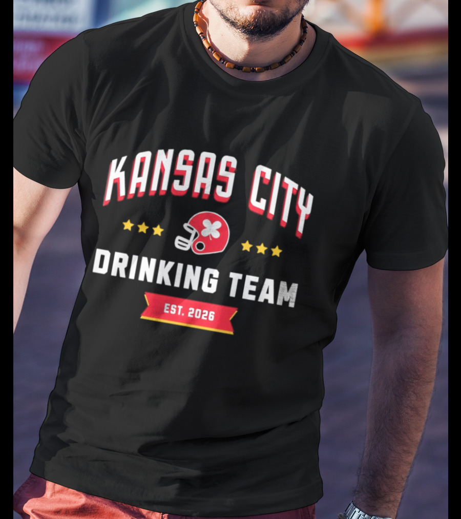 Kansas City Drinking Team Football Est 2026 Helmet Stars T-Shirt