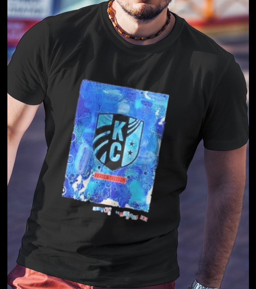 Kansas City Current KC Peace Freedom Blue T-Shirt