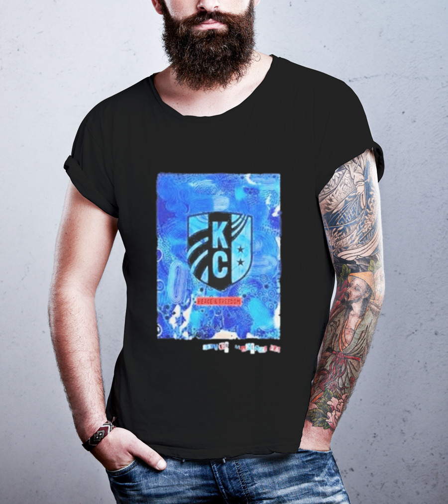 Kansas City Current KC Peace Freedom Blue T-Shirt