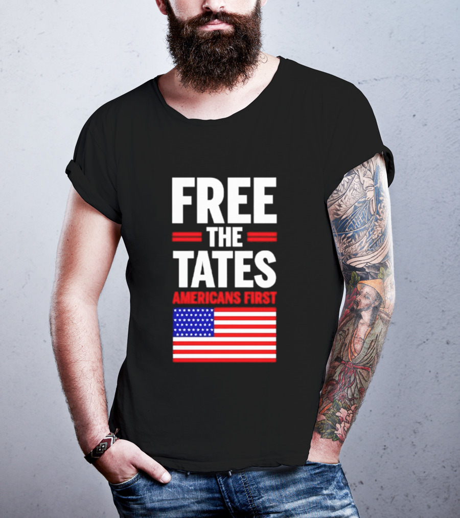 Free The Tates Americans First USA Flag T-Shirt