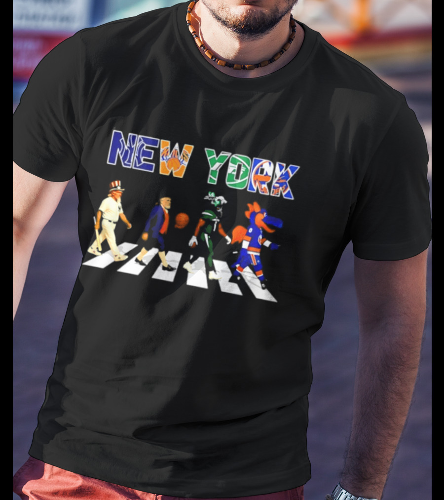 New York Yankees Knicks Jets Islanders Abbey Road Sports T-Shirt