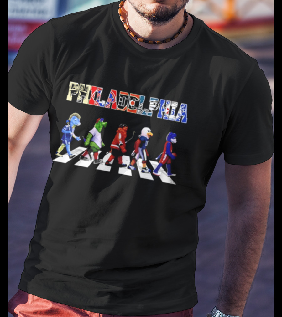 Philadelphia Sports Mascots Abbey Road Walk T-Shirt