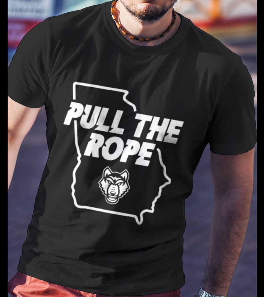 Pull The Rope Georgia Wolf Head Football T-Shirt