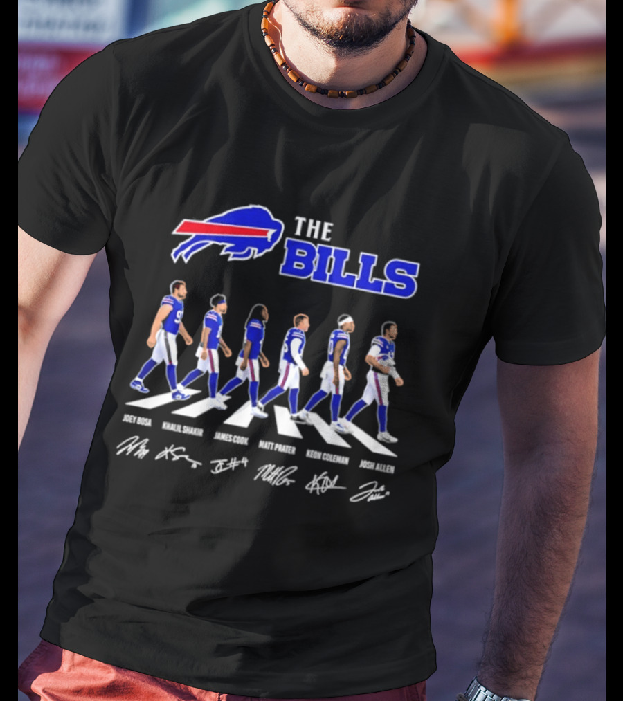 The Bills Josh Allen Joey Bosa Khalil Shakir James Cook Keon Coleman Matt Prater Abbey Road NFL Signatures T-Shirt