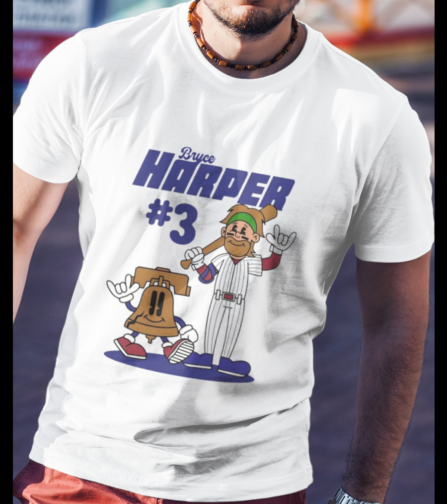 Bryce Harper #3 Philadelphia Phillies MLB Liberty Bell Animated Players T-Shirt