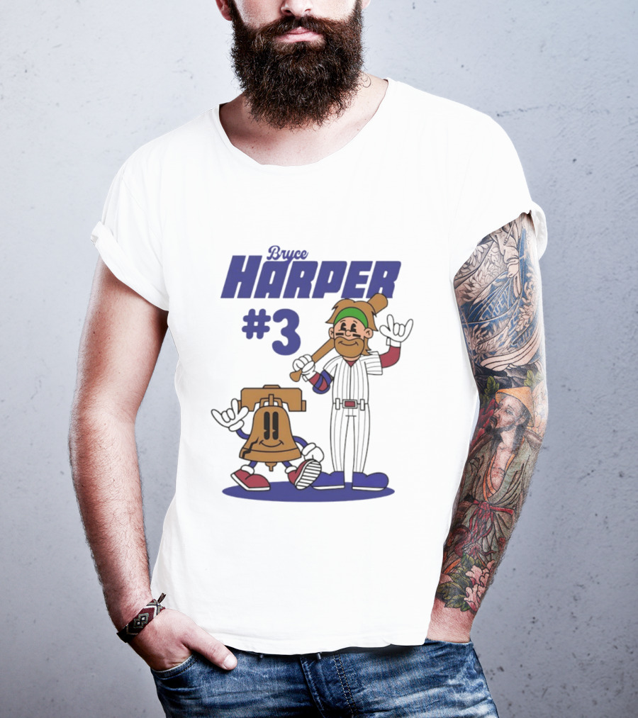 Bryce Harper #3 Philadelphia Phillies MLB Liberty Bell Animated Players T-Shirt