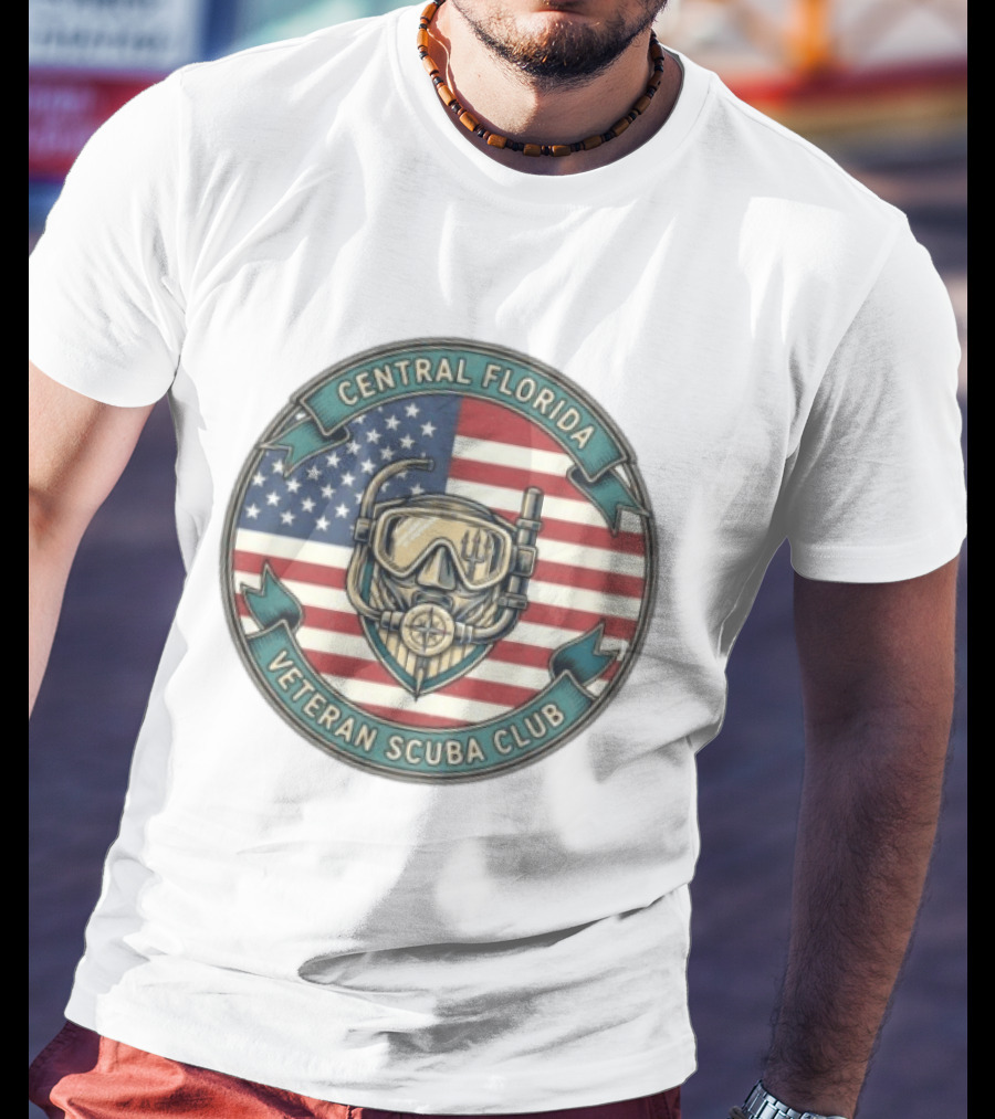 Central Florida Veteran Scuba Club American Flag Dive Mask T-Shirt