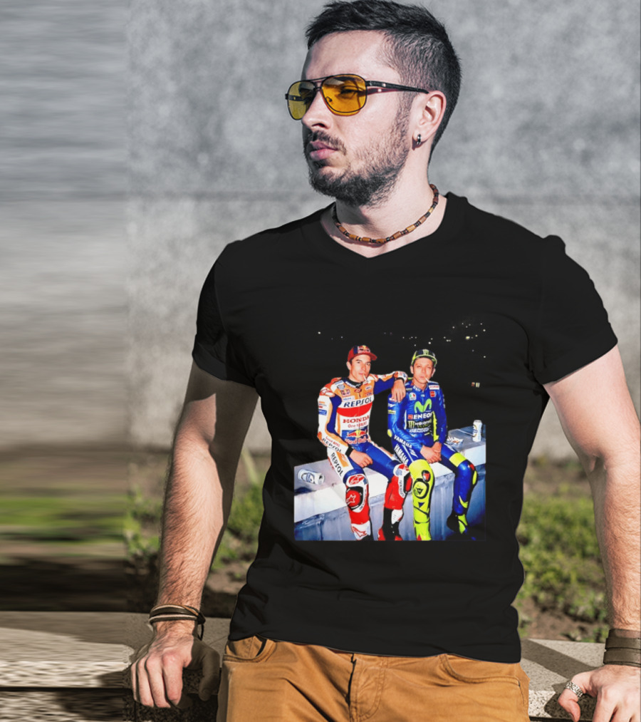 Valentino Rossi Marc Marquez MotoGP Repsol Yamaha Smoking Beer T-Shirt