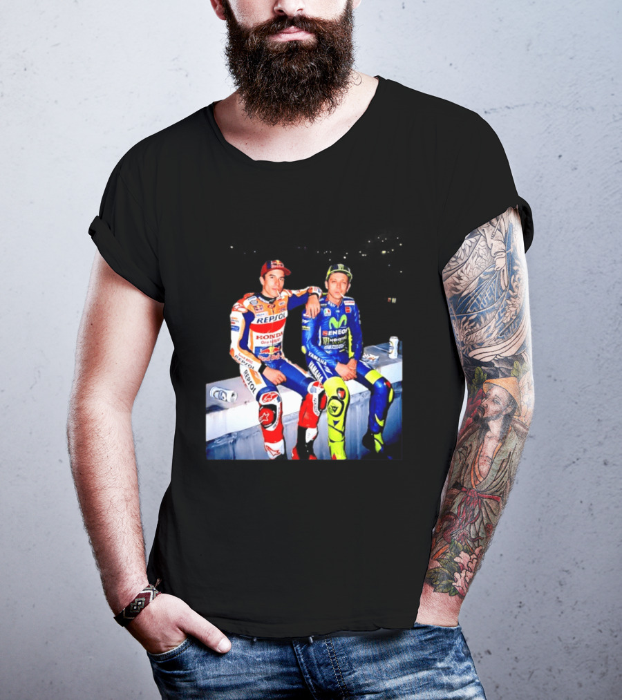 Valentino Rossi Marc Marquez MotoGP Repsol Yamaha Smoking Beer T-Shirt