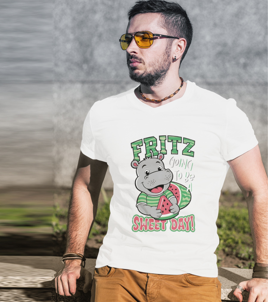 Fritz Hippo Holding Watermelon Going To Be A Sweet Day T-Shirt