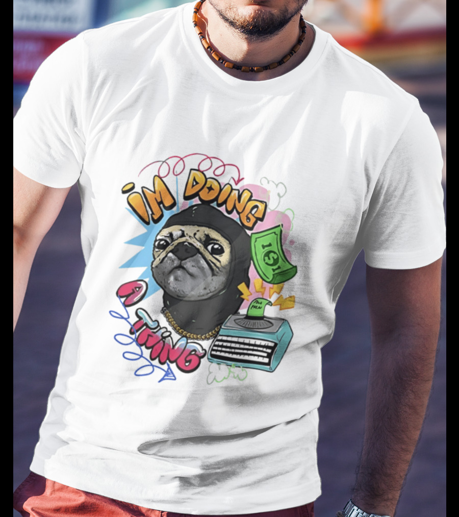 Roodabeguh Im Doing A Thing Funny Sloth In With Money And Typewriter T-Shirt
