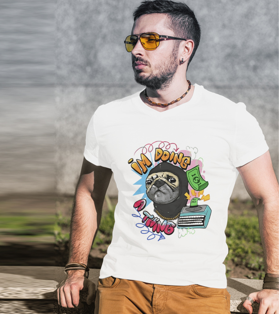 Roodabeguh Im Doing A Thing Funny Sloth In With Money And Typewriter T-Shirt