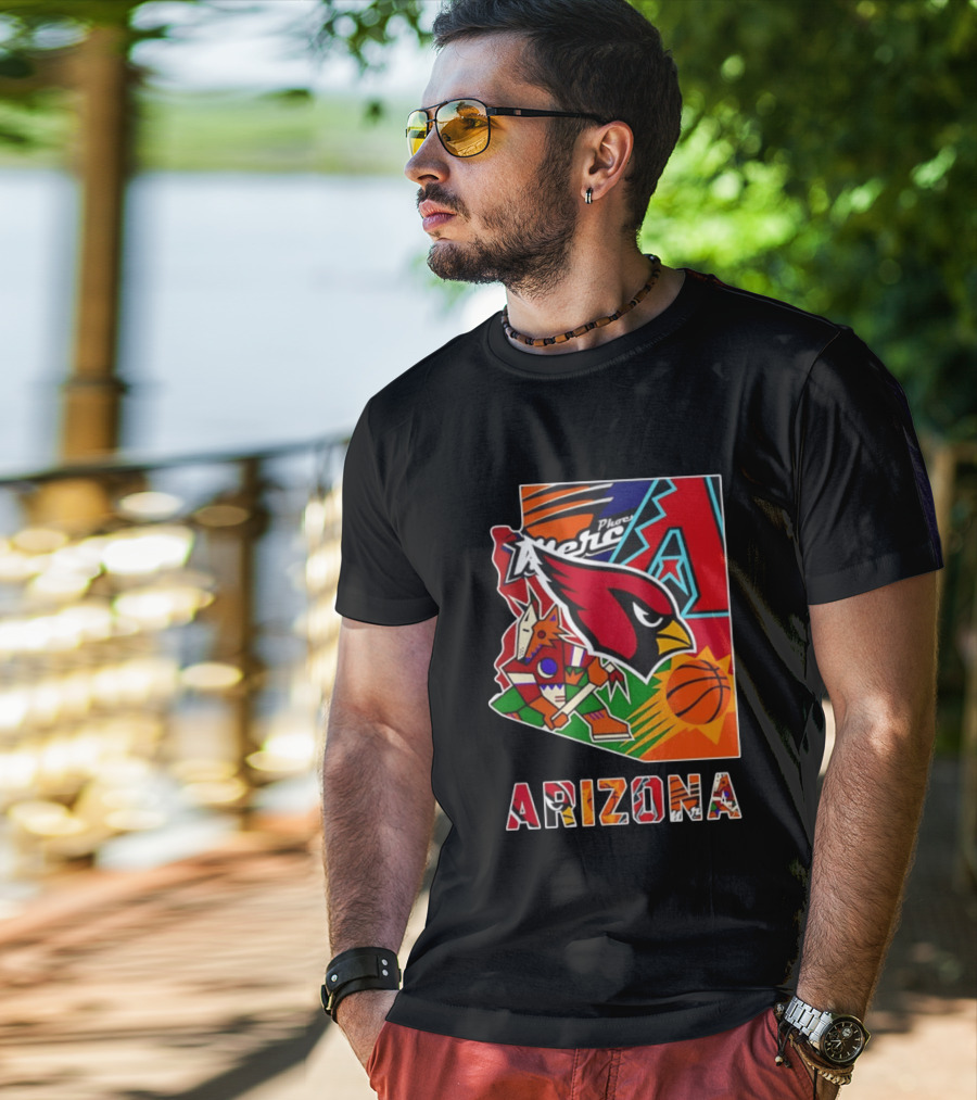 Arizona Cardinals Diamondbacks Suns Mercury Coyotes Sports Teams Map 2026 T-Shirt