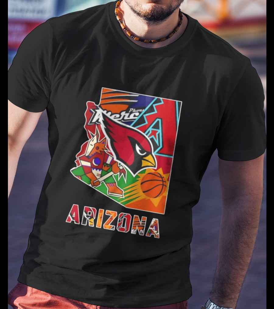 Arizona Cardinals Diamondbacks Suns Mercury Coyotes Sports Teams Map 2026 T-Shirt