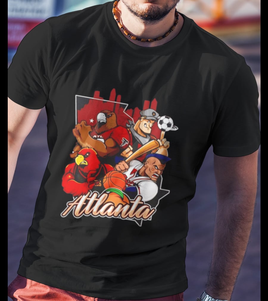 Atlanta Falcons Hawks Braves United Georgia Sports Teams Characters T-Shirt