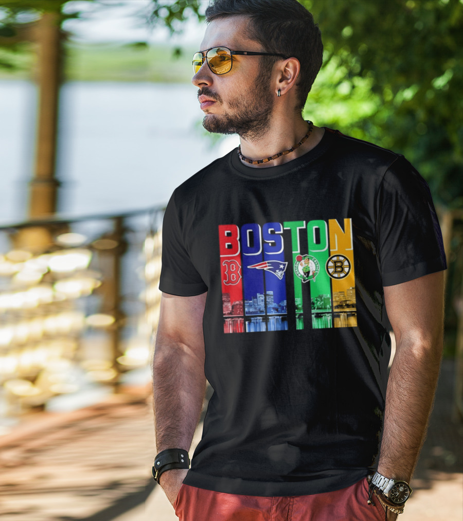 Boston Red Sox Patriots Celtics Bruins Skyline T-Shirt