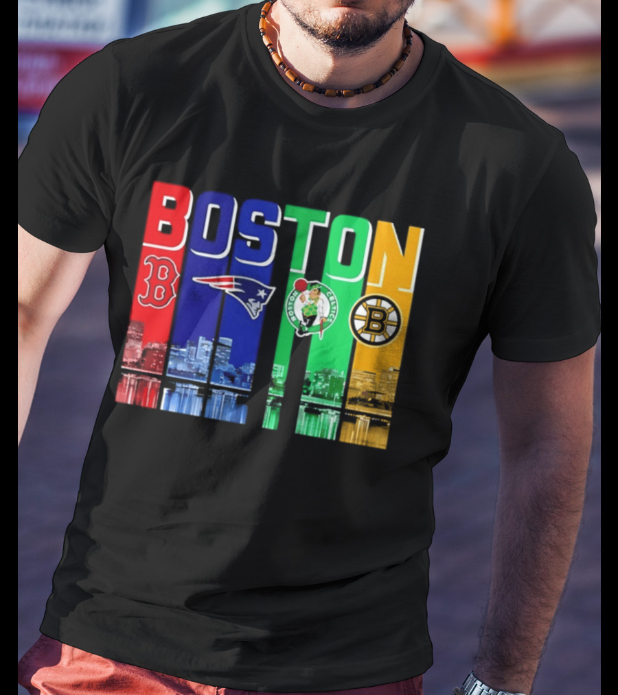 Boston Red Sox Patriots Celtics Bruins Skyline T-Shirt